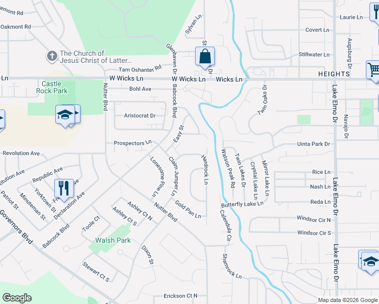 map of restaurants, bars, coffee shops, grocery stores, and more near 1375 Hardrock Lane in Billings