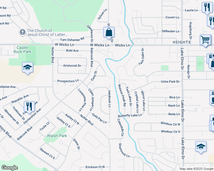 map of restaurants, bars, coffee shops, grocery stores, and more near 1341 Hardrock Lane in Billings