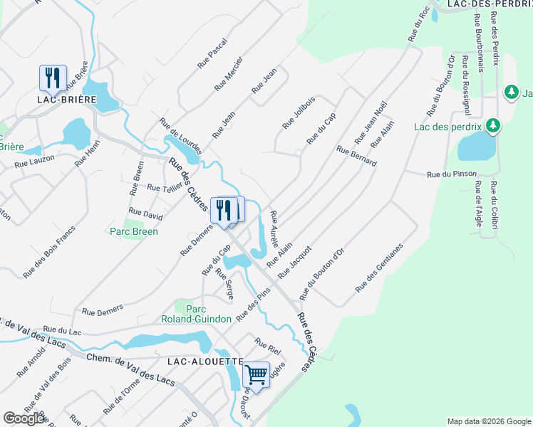 map of restaurants, bars, coffee shops, grocery stores, and more near 549 Rue Aurèle in Sainte-Sophie