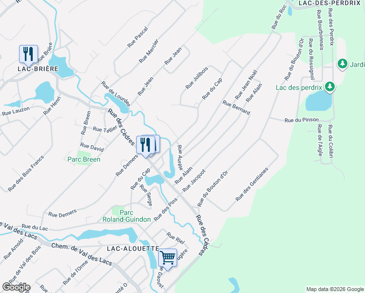 map of restaurants, bars, coffee shops, grocery stores, and more near 548 Rue Aurèle in Sainte-Sophie