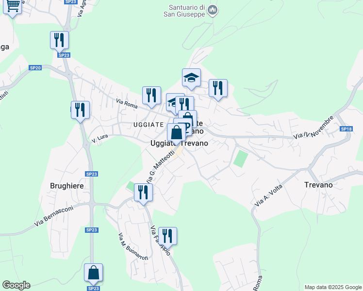 map of restaurants, bars, coffee shops, grocery stores, and more near in Uggiate-Trevano