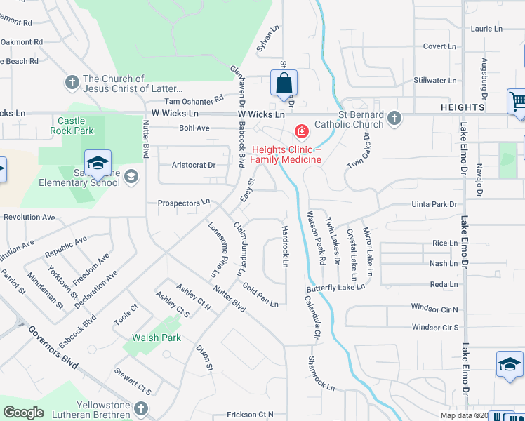 map of restaurants, bars, coffee shops, grocery stores, and more near 1375 Hardrock Lane in Billings