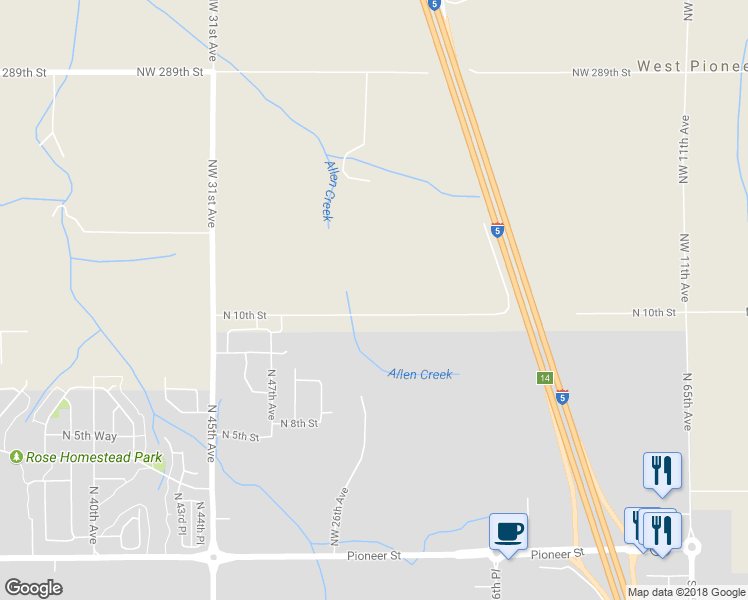 map of restaurants, bars, coffee shops, grocery stores, and more near 3676 North 10th Street in Ridgefield