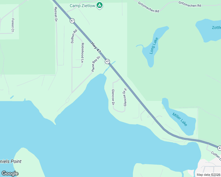 map of restaurants, bars, coffee shops, grocery stores, and more near 8313 Glencoe Drive West in Lake Tomahawk