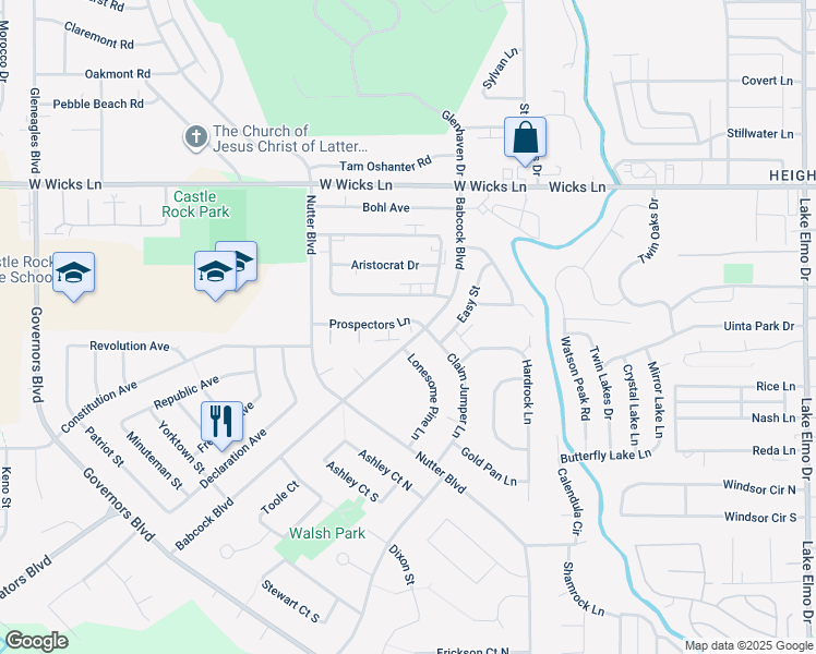 map of restaurants, bars, coffee shops, grocery stores, and more near 202 Prospectors Lane in Billings