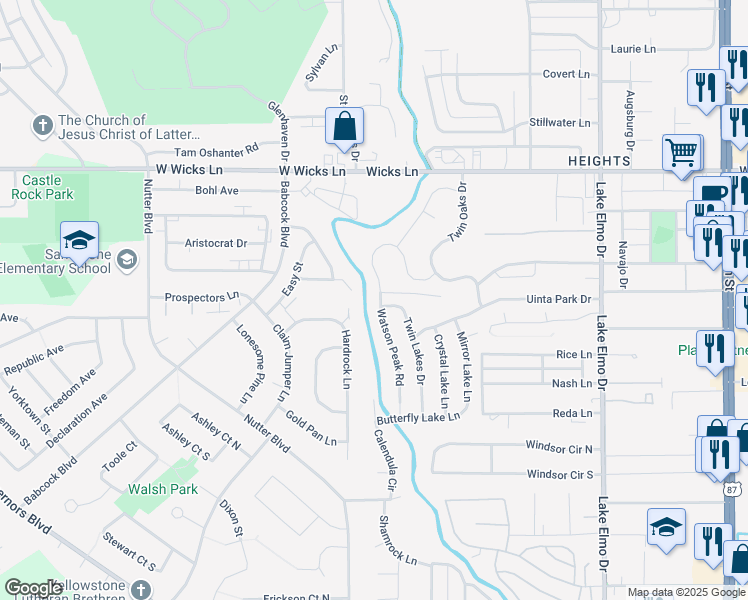 map of restaurants, bars, coffee shops, grocery stores, and more near 1392 Watson Peak Road in Billings