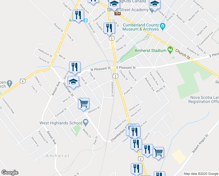 map of restaurants, bars, coffee shops, grocery stores, and more near 29 Patterson Street in Amherst