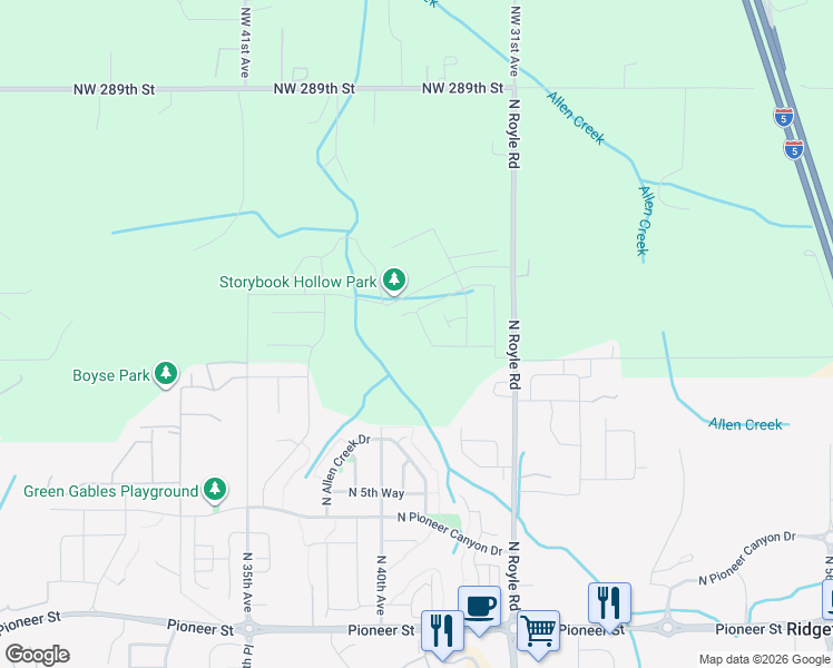 map of restaurants, bars, coffee shops, grocery stores, and more near 915 North Royle Road in Ridgefield