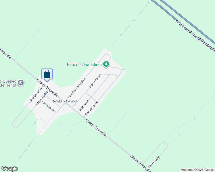 map of restaurants, bars, coffee shops, grocery stores, and more near 195 Rue Jacques in Drummondville
