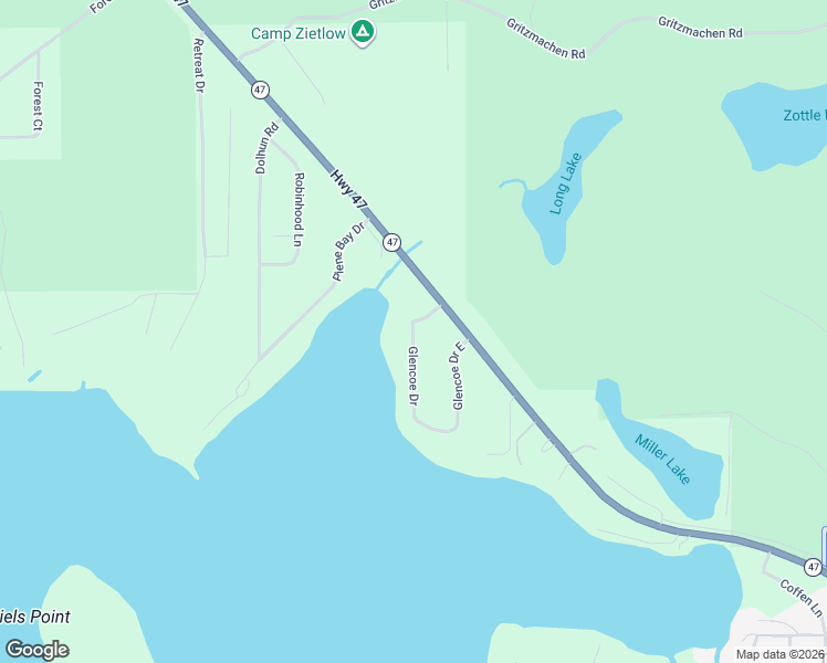map of restaurants, bars, coffee shops, grocery stores, and more near 8313 Glencoe Drive West in Lake Tomahawk