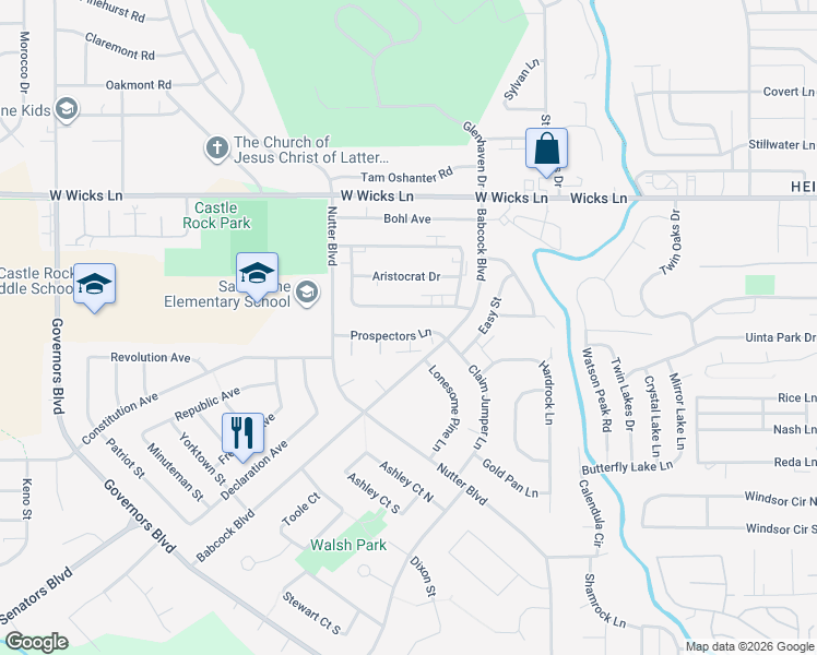 map of restaurants, bars, coffee shops, grocery stores, and more near 274 Prospectors Lane in Billings