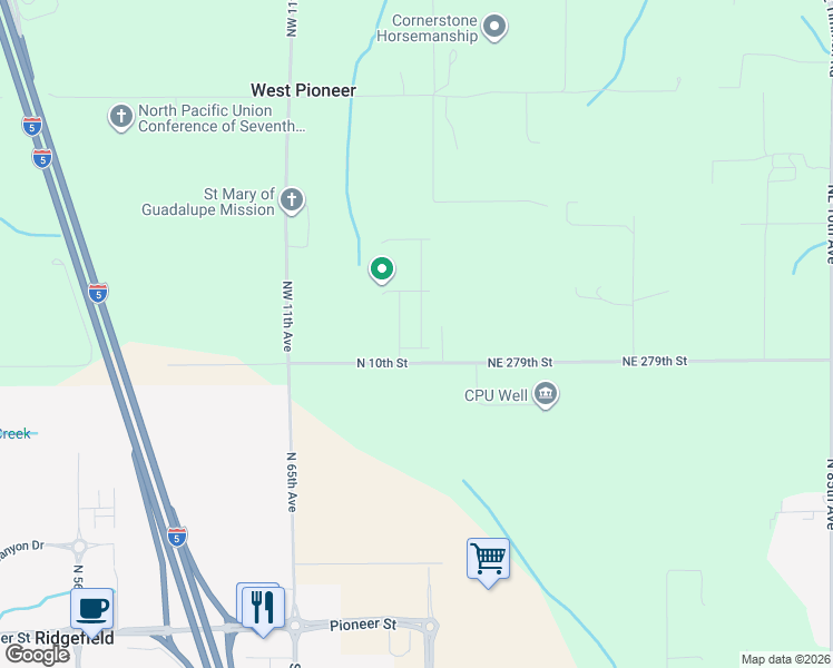 map of restaurants, bars, coffee shops, grocery stores, and more near 7001 North Geneva Way in Ridgefield