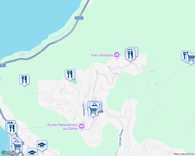 map of restaurants, bars, coffee shops, grocery stores, and more near 10A Via Mulattiera per San Maurizio in Brunate