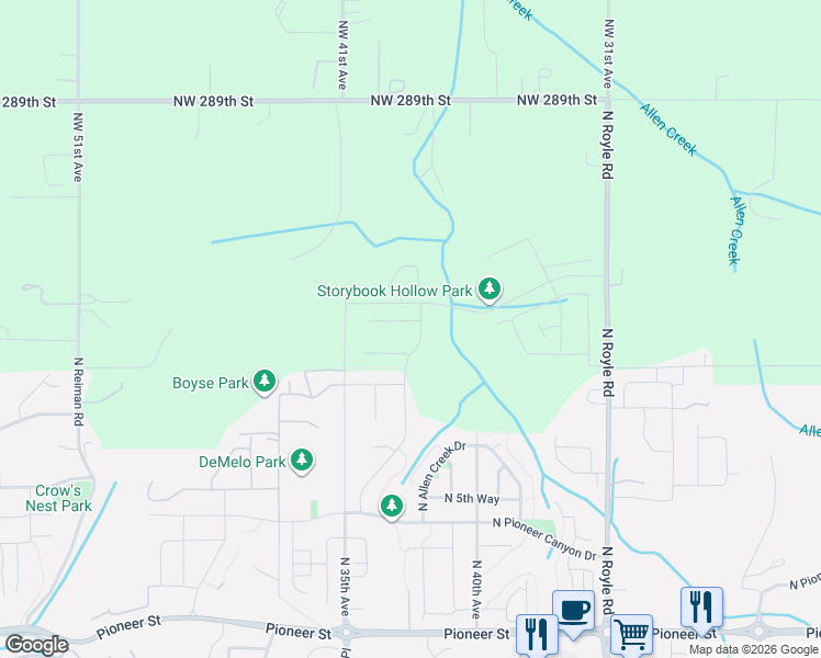 map of restaurants, bars, coffee shops, grocery stores, and more near 3676 North 10th Street in Ridgefield