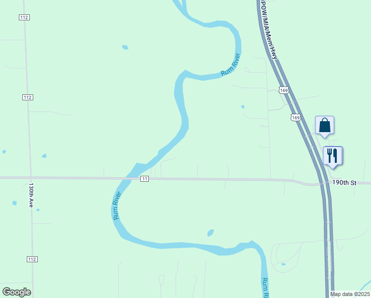 map of restaurants, bars, coffee shops, grocery stores, and more near 12446 190th Street in Milaca