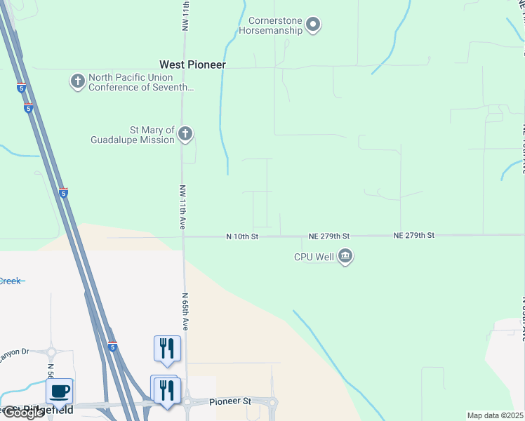 map of restaurants, bars, coffee shops, grocery stores, and more near 7001 North Geneva Way in Ridgefield