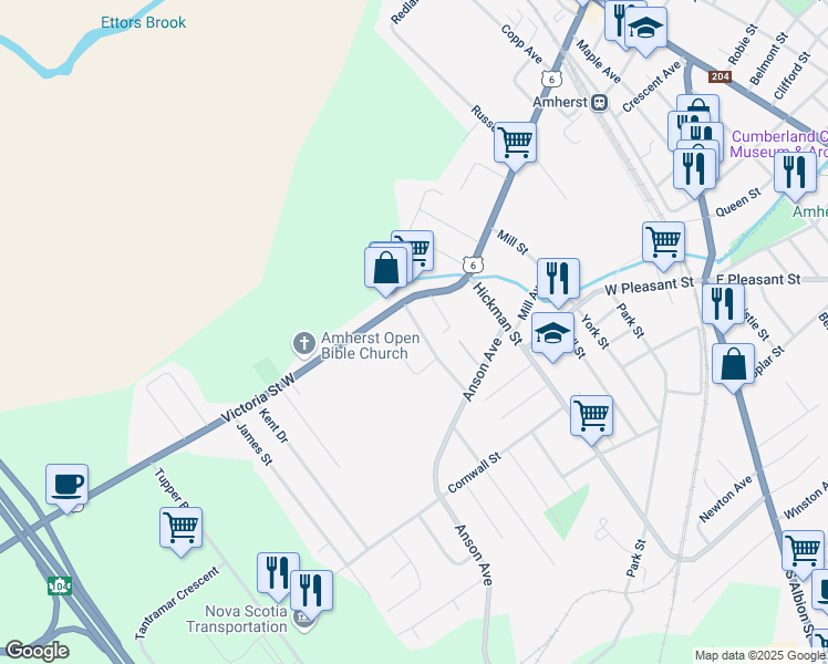 map of restaurants, bars, coffee shops, grocery stores, and more near 3 Liberty Lane in Amherst
