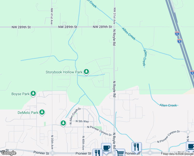 map of restaurants, bars, coffee shops, grocery stores, and more near 4201 N 12th Way in Ridgefield
