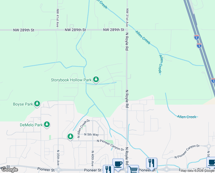 map of restaurants, bars, coffee shops, grocery stores, and more near 4201 N 12th Way in Ridgefield