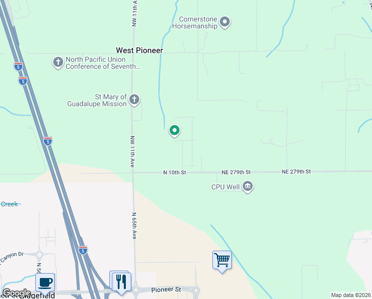 map of restaurants, bars, coffee shops, grocery stores, and more near 1142 North Fairhope Place in Ridgefield