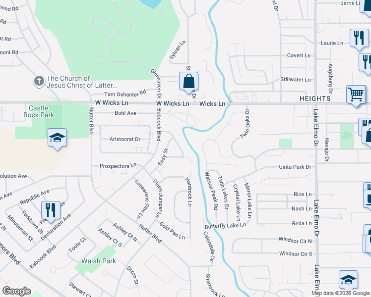 map of restaurants, bars, coffee shops, grocery stores, and more near 1421 Sourdough Lane in Billings