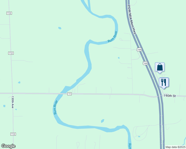 map of restaurants, bars, coffee shops, grocery stores, and more near 12446 190th Street in Milaca