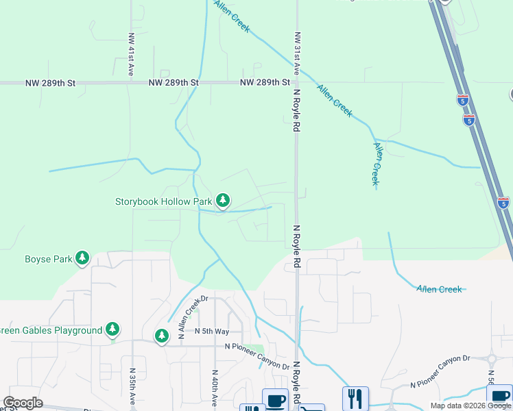map of restaurants, bars, coffee shops, grocery stores, and more near 27650-27998 Northwest 31st Avenue in Ridgefield