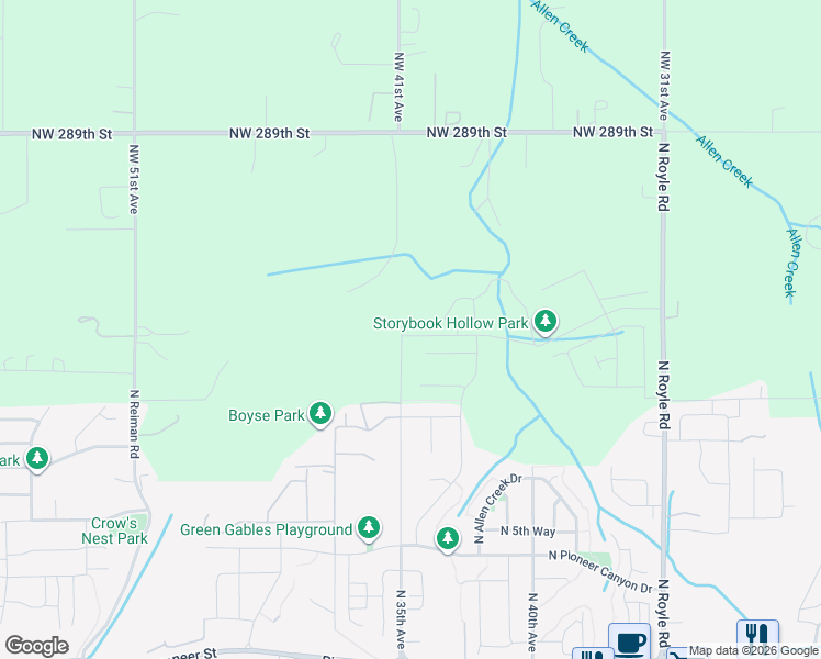 map of restaurants, bars, coffee shops, grocery stores, and more near 1334 North 35th Avenue in Ridgefield