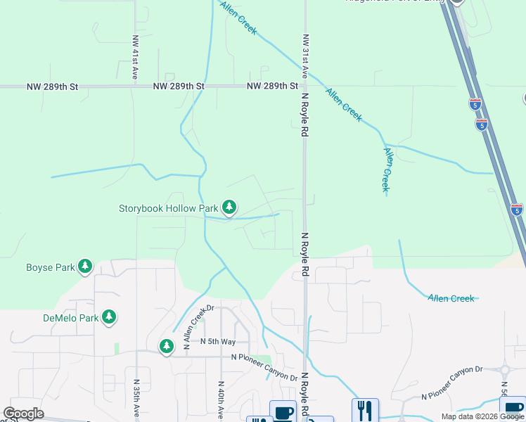 map of restaurants, bars, coffee shops, grocery stores, and more near 4216 N 12th Way in Ridgefield