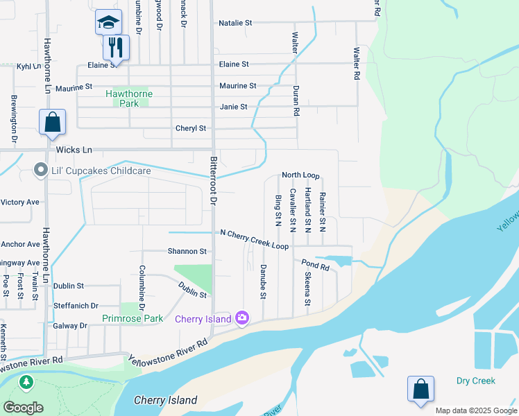 map of restaurants, bars, coffee shops, grocery stores, and more near 18 Attika Street North in Billings