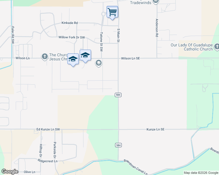 map of restaurants, bars, coffee shops, grocery stores, and more near 108 Tiber Court in Boardman