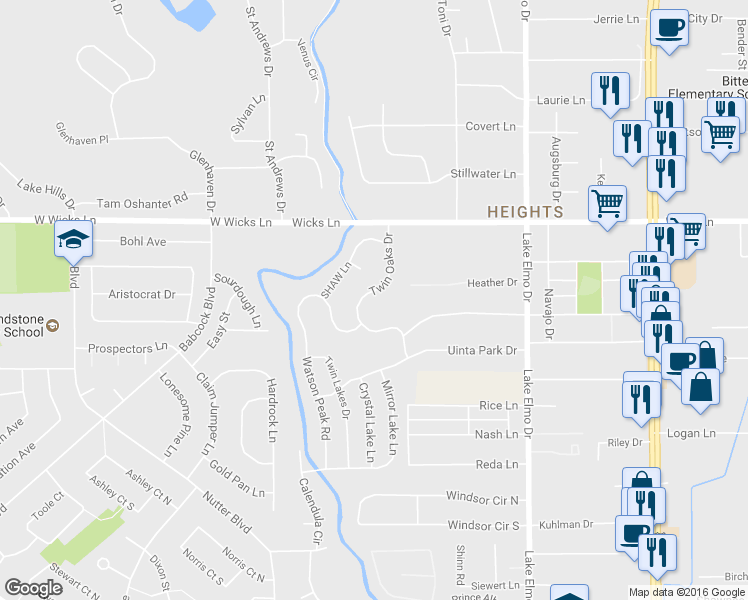 map of restaurants, bars, coffee shops, grocery stores, and more near 1435 Twin Oaks Drive in Billings