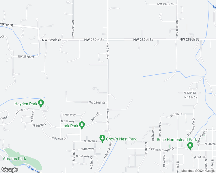map of restaurants, bars, coffee shops, grocery stores, and more near Northwest 51st Avenue in Ridgefield