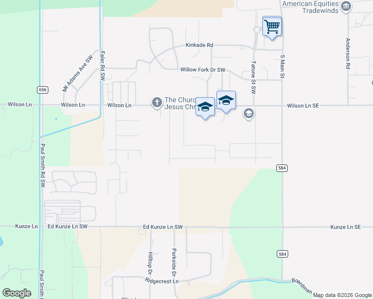 map of restaurants, bars, coffee shops, grocery stores, and more near 230 Sage Street in Boardman