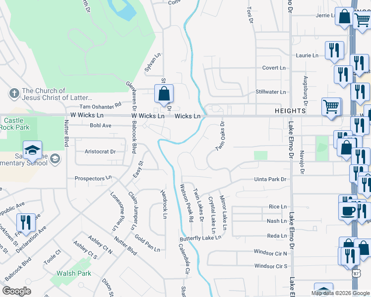 map of restaurants, bars, coffee shops, grocery stores, and more near 1392 Watson Peak Road in Billings