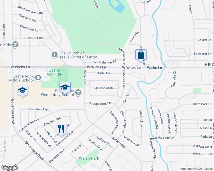 map of restaurants, bars, coffee shops, grocery stores, and more near 289 Aristocrat Drive in Billings