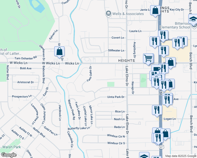 map of restaurants, bars, coffee shops, grocery stores, and more near 28 Heather Drive in Billings