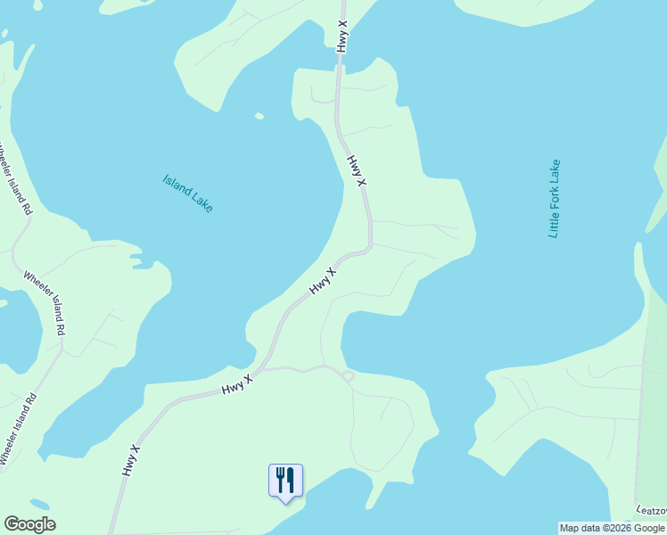 map of restaurants, bars, coffee shops, grocery stores, and more near 7567 Highway X in Three Lakes