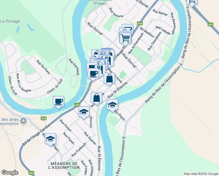 map of restaurants, bars, coffee shops, grocery stores, and more near 147 Rue Notre Dame in L'Assomption