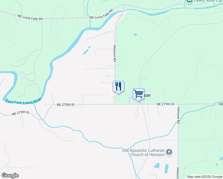map of restaurants, bars, coffee shops, grocery stores, and more near 17004 NE 281st Street in Battle Ground