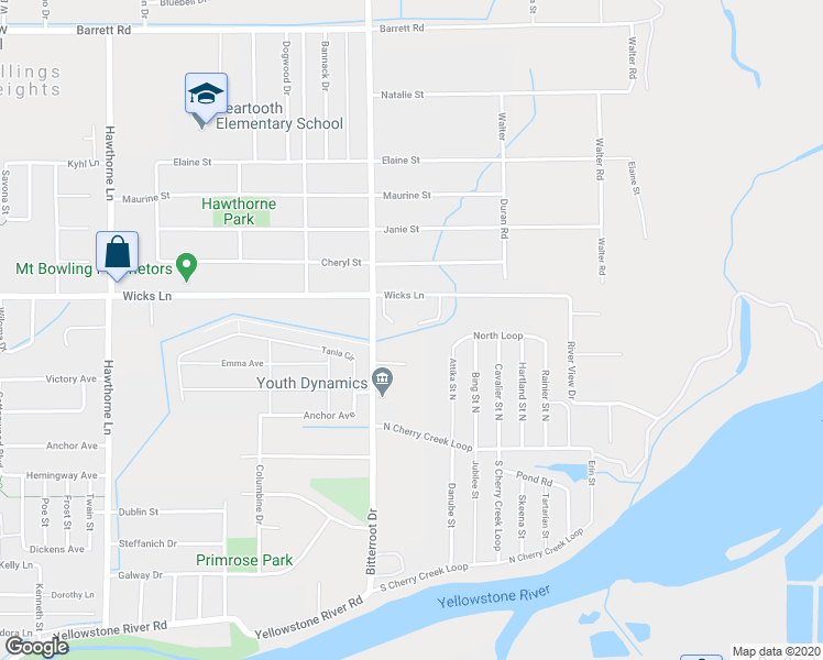 map of restaurants, bars, coffee shops, grocery stores, and more near 1630 Moose Hollow Road in Billings