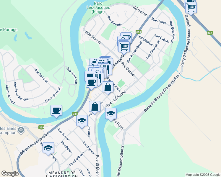 map of restaurants, bars, coffee shops, grocery stores, and more near 147 Rue Notre Dame in L'Assomption