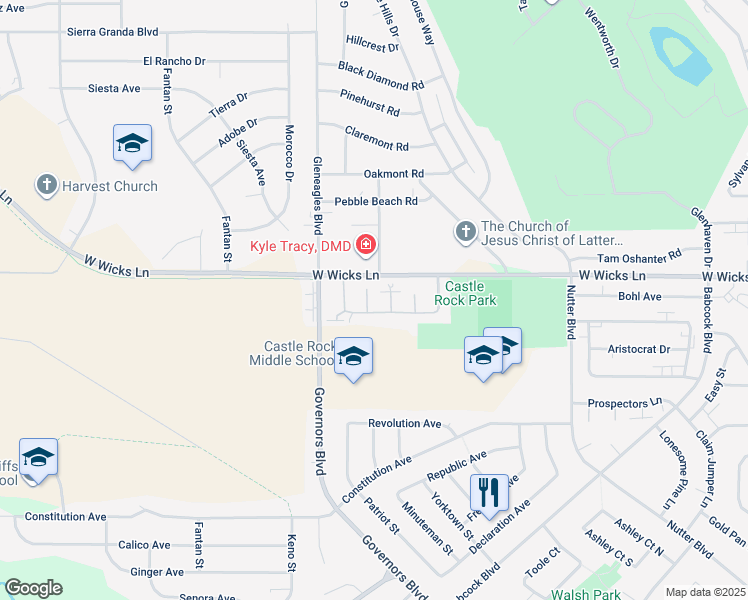 map of restaurants, bars, coffee shops, grocery stores, and more near 1551 Nottingham Way Place in Billings