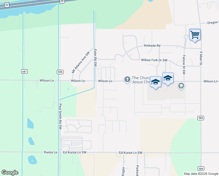 map of restaurants, bars, coffee shops, grocery stores, and more near 122 Southwest Falcon Court in Boardman