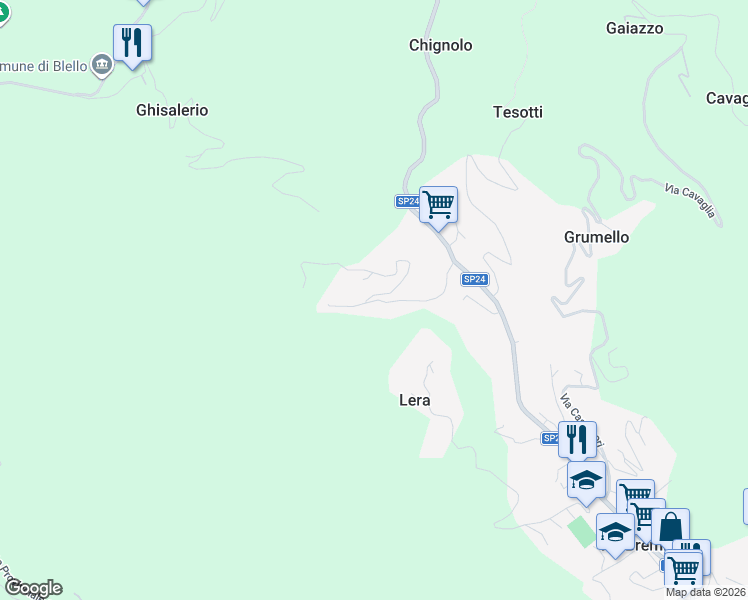 map of restaurants, bars, coffee shops, grocery stores, and more near 49 Via Croce Garateno in Val Brembilla