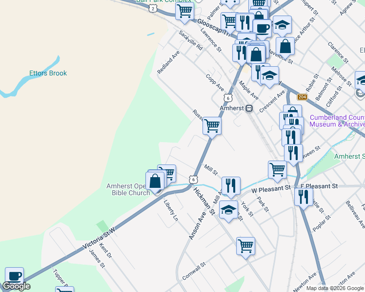 map of restaurants, bars, coffee shops, grocery stores, and more near 8 Westland Estates in Amherst