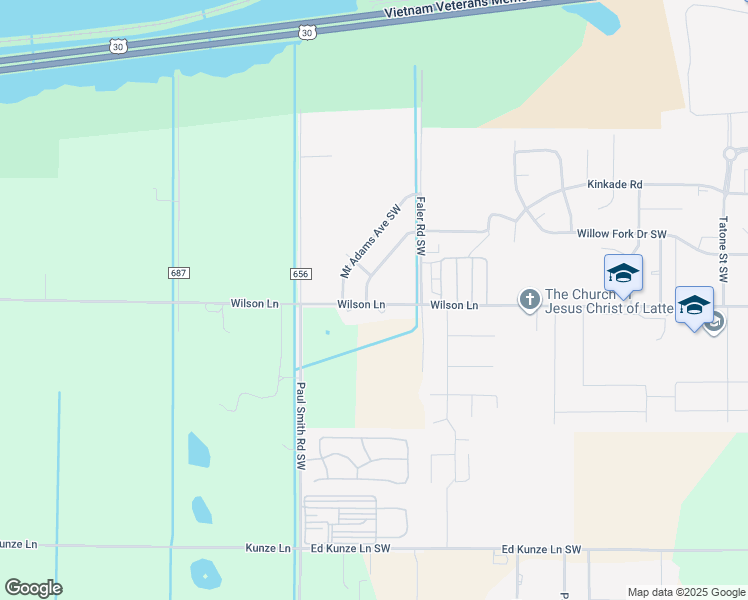 map of restaurants, bars, coffee shops, grocery stores, and more near 702 Wilson Lane in Boardman
