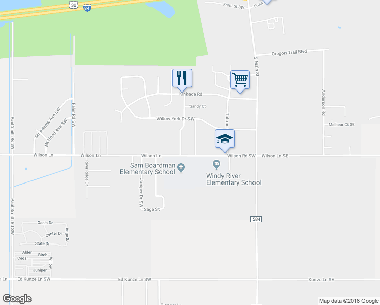 map of restaurants, bars, coffee shops, grocery stores, and more near 300 Wilson Road Southwest in Boardman