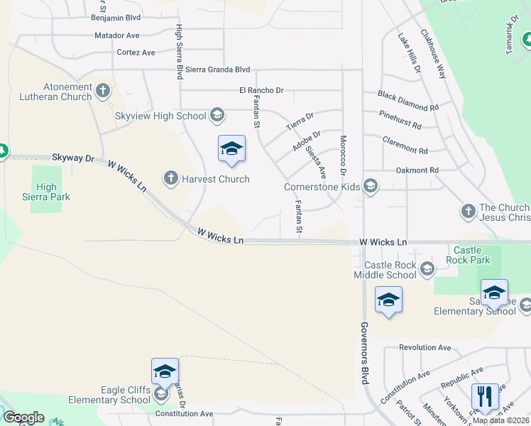 map of restaurants, bars, coffee shops, grocery stores, and more near 1036 Picador Way in Billings