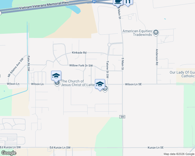 map of restaurants, bars, coffee shops, grocery stores, and more near 300 Wilson Road Southwest in Boardman